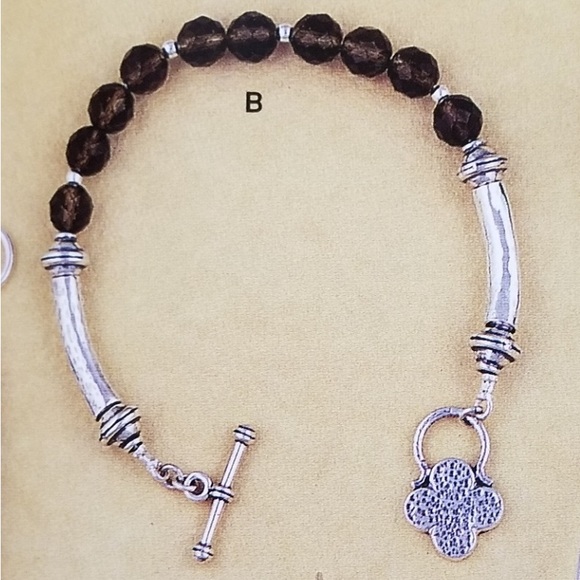 SILPADA .925 Sterling Silver and Smoky Topaz Beads Bracelet w/Toggle Charm RARE - Picture 1 of 8